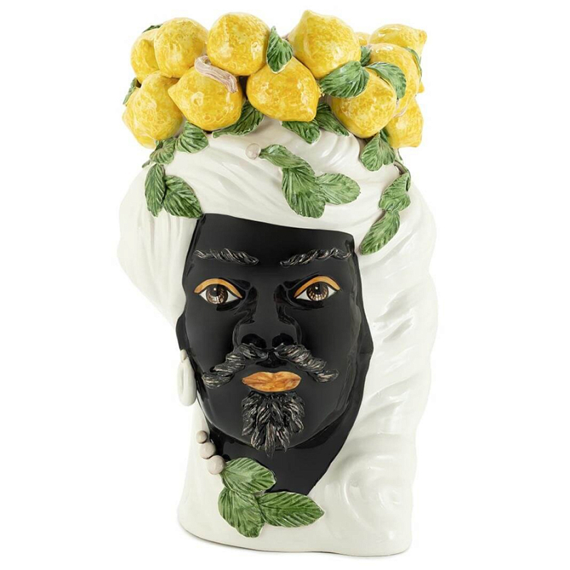Ваза VASE LEMON HEAD MAN BIG Желтый Белый Ваза VASE LEMON HEAD MAN BIG Желтый Белый в Кирове | Loft Concept