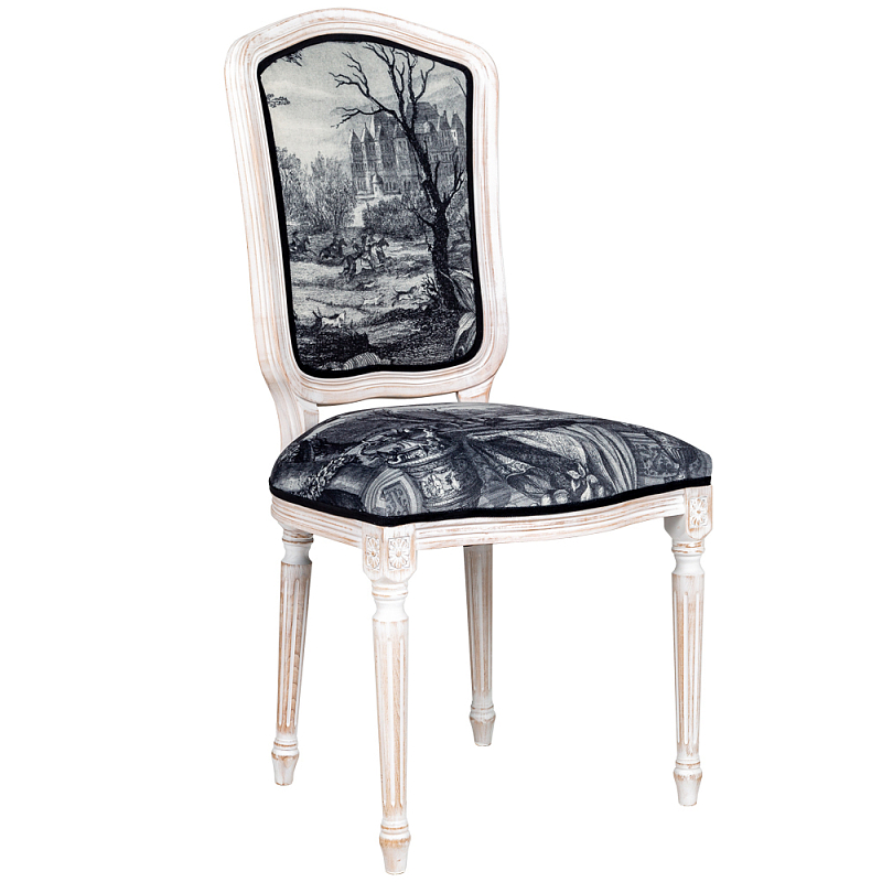 Стул Madrid Castle Stool Черно-белый Белый винтажная патина Стул Madrid Castle Stool Черно-белый Белый винтажная патина в Кирове | Loft Concept