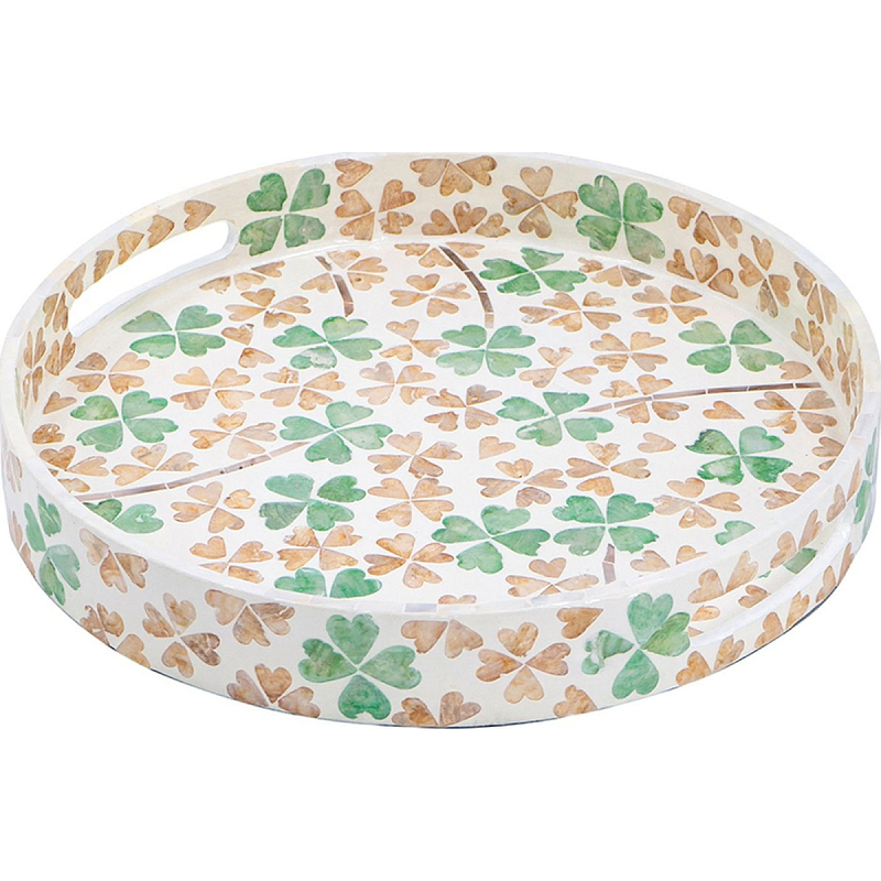 Поднос Clover leaves Бежевый Розовый Зеленый Поднос Clover leaves Бежевый Розовый Зеленый в Кирове | Loft Concept