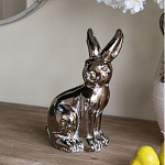 Статуэтка заяц из текстурированной терракоты и покрытый глянцевой краской под бронзу Rabbit Charm  варинант исполнения - 5 | Loft Concept в Кирове