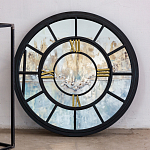 Зеркало настенное в чёрной металлической раме в виде часов Mirror Tower Clock варинант исполнения - 3 | Loft Concept в Кирове