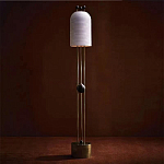 Торшер с белым фактурным абажуром и декором из черных сфер Echoes of Light варинант исполнения - 1 | Loft Concept в Кирове