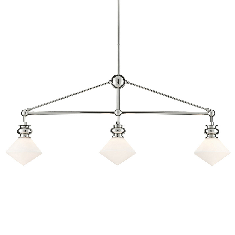 Люстра линейная с ромбовидными плафонами Pointed Diamond Shade Никель Белый Люстра линейная с ромбовидными плафонами Pointed Diamond Shade Никель Белый в Кирове | Loft Concept