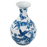 Ваза с мотивами цветущего сада с попугаями Blue Vase Inspired by Nature варинант исполнения - 1 | Loft Concept в Кирове