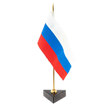 Флагшток настольный с флагом России из камня обсидиан Stone Flagpole варинант исполнения - 2 | Loft Concept в Кирове