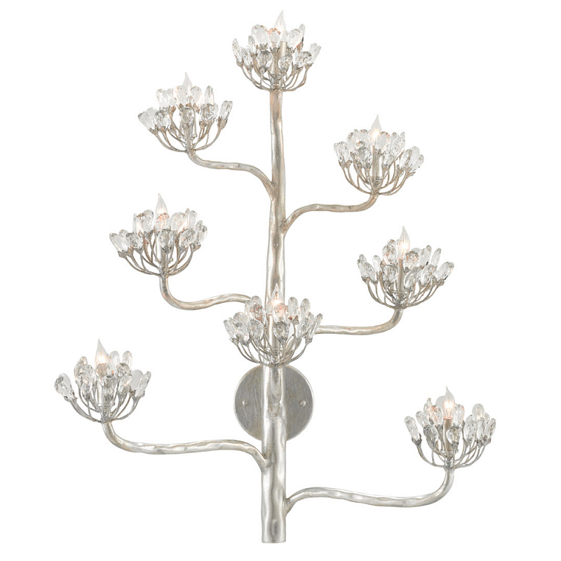 Бра серебряное в виде растения Silver Flower Glade Серебряный Прозрачный в Кирове | Loft Concept 