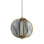 Подвесной светильник с круглым плафоном из искусственного алебастра в бронзовой оправе Marbella варинант исполнения - 1 | Loft Concept в Кирове