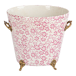 Кашпо из белого фарфора с розовым цветочным орнаментом Eden Garden варинант исполнения - 1 | Loft Concept в Кирове