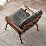 Кресло c каркасом из массива дерева и мягкой кожаной обивкой Walnut Armchair варинант исполнения - 3 | Loft Concept в Кирове