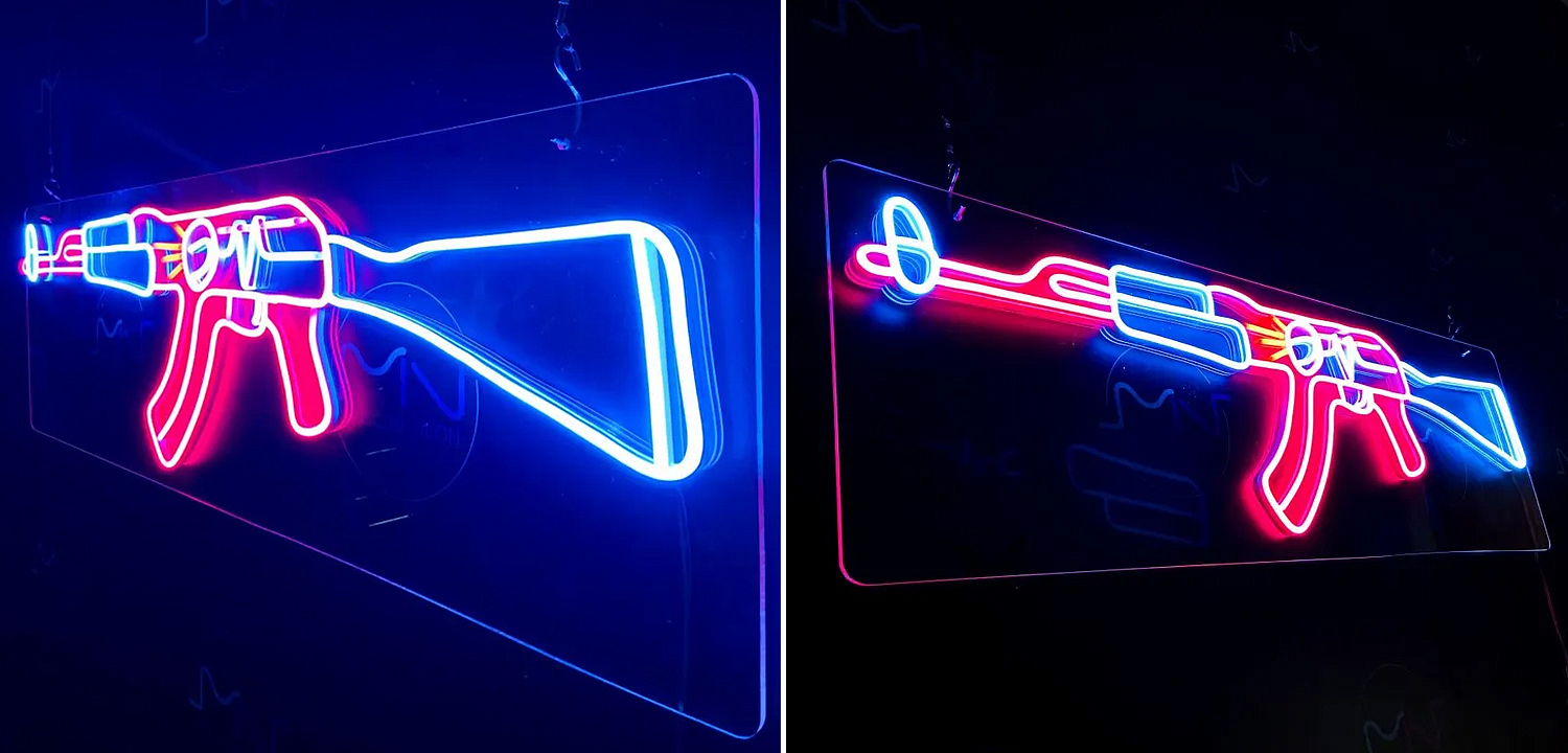 Неоновая настенная лампа Machine Gun Neon Wall Lamp Неоновая настенная лампа Machine Gun Neon Wall Lamp - Loft-Concept в Кирове