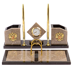 Настольный письменный набор из бежевого мрамора с часами Marble Accessory варинант исполнения - 1 | Loft Concept в Кирове