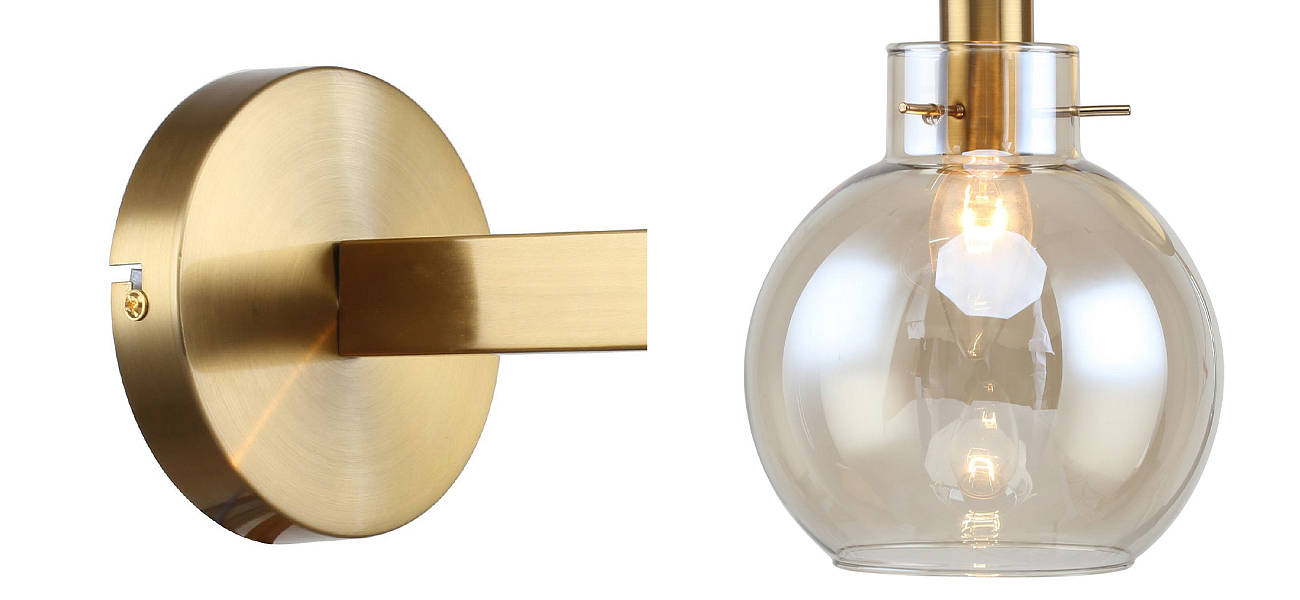 Бра с плафоном коньячного цвета Carmella Globe Brass Бра с плафоном коньячного цвета Carmella Globe Brass - Loft-Concept в Кирове