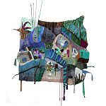 Панно гобелен яркие Пространство-Время TimeSpace Blue варинант исполнения - 2 | Loft Concept в Кирове