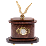 Часы настольные бронзовые из натурального камня Лемезит с декором в виде горного орла Eagle Stone Clock варинант исполнения - 1 | Loft Concept в Кирове