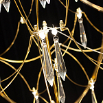 Люстра подвесная с изогнутым металлическим каркасом и множеством хрустальных подвесок Золото Диаметр 80 см Quasar варинант исполнения - 2 | Loft Concept в Кирове