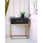 Приставной столик с резным узором на выдвижном ящике Black Table Carved Pattern варинант исполнения - 8 | Loft Concept в Кирове