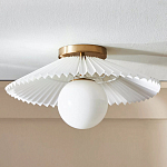 Потолочный светильник с белым плиссированным абажуром Headquarters варинант исполнения - 1 | Loft Concept в Кирове