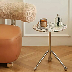 Дизайнерский журнальный стол с круглой столешницей на изогнутых стальных ножках Obafaby варинант исполнения - 1 | Loft Concept в Кирове