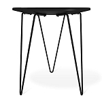 Стол журнальный с круглой столешницей из стекла на 3-х черных ножках Beige Marble варинант исполнения - 4 | Loft Concept в Кирове