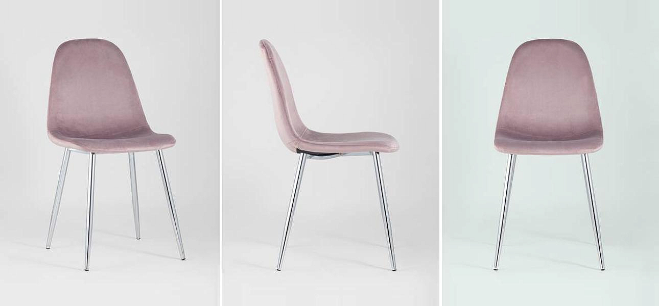 Стул Archie Chair Пыльно-Розовый Велюр Хромированные ножки Стул Archie Chair Пыльно-Розовый Велюр Хромированные ножки - Loft-Concept в Кирове