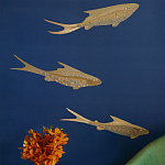 Обои с вышивкой ручной работы Deco Fish Aurum colourway on Caribbean Sea slub silk варинант исполнения - 1 | Loft Concept в Кирове