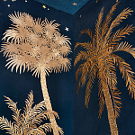 Обои с вышивкой ручной работы Deco Palms Original colourway on velvet варинант исполнения - 3 | Loft Concept в Кирове