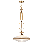 Подвесной светильник с плоским прозрачным плафоном и декоративной вставкой из текстурного камня Tectona  варинант исполнения - 3 | Loft Concept в Кирове