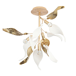 Люстра потолочная с белыми матовыми и золотыми глянцевыми листьями Wintery flovers варинант исполнения - 1 | Loft Concept в Кирове