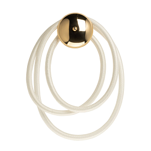 Бра с круглым золотистым основанием и белыми изогнутыми световыми линиями Luke Lampco Tracer Lamp