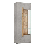 Шкаф-витрина с фасадом цвета серый бетон и стеклянными дверками Grace of Furniture варинант исполнения - 2 | Loft Concept в Кирове