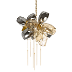 Люстра подвесная со стеклянными плафонами из дымчатого и золотистого с шестью вертикальными подвесками Gilded Mirage  варинант исполнения - 1 | Loft Concept в Кирове