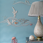 Обои с вышивкой ручной работы Amami Waves Moonbeam colourway on silk moire варинант исполнения - 4 | Loft Concept в Кирове