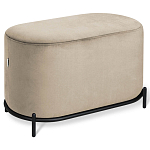 Банкетка овальная бежевый велюр на 4-х металлических ножках черного цвета SANJAY варинант исполнения - 1 | Loft Concept в Кирове