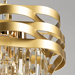 Люстра цвета матового золота с металлическими лентами и длинными прозрачными подвесками Gilded Waves варинант исполнения - 6 | Loft Concept в Кирове