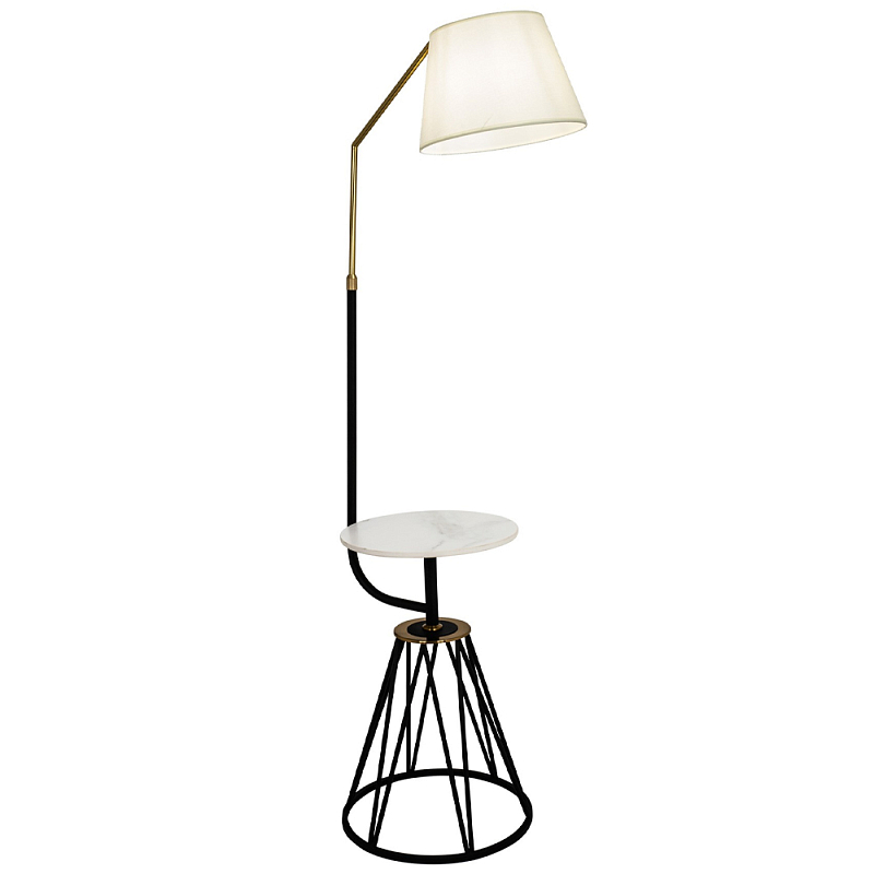 Торшер с абажуром и приставным столом Ottavio Lighting and Furniture Floor Lamp Белый Бежевый Черный Торшер с абажуром и приставным столом Ottavio Lighting and Furniture Floor Lamp Белый Бежевый Черный в Кирове | Loft Concept
