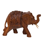 Статуэтка из дерева суар в виде слона в традиционном облачении Little Elephant варинант исполнения - 2 | Loft Concept в Кирове