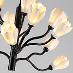 Люстра подвесная черного цвета с ветвями и белыми фарфоровыми цветами Floralis варинант исполнения - 6 | Loft Concept в Кирове