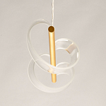 Люстра линейная золотистого цвета с двумя прозрачными волнистыми элементами Wave Line варинант исполнения - 8 | Loft Concept в Кирове