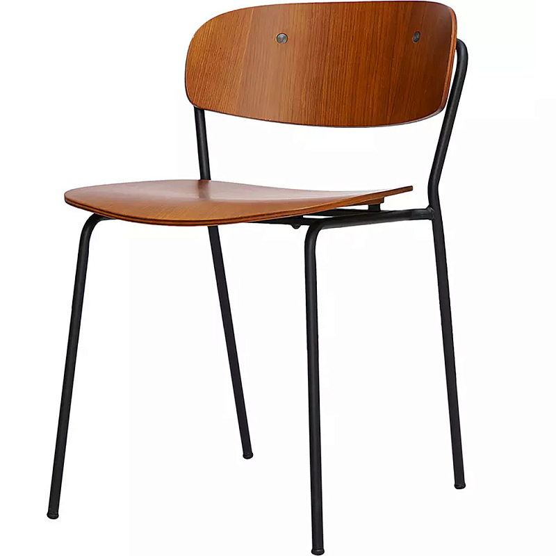 Стул на железных ножках Chair Space Arrangement без подлокотников Орех Черный Стул на железных ножках Chair Space Arrangement без подлокотников Орех Черный в Кирове | Loft Concept