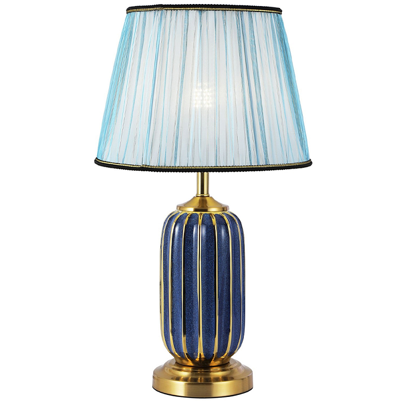 Настольная лампа с абажуром Terenzio Blue Table Lamp Синий Золотой Голубой Настольная лампа с абажуром Terenzio Blue Table Lamp Синий Золотой Голубой в Кирове | Loft Concept