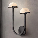 Бра с 2-мя мраморными плафонами на черном корпусе Light Warm Light варинант исполнения - 3 | Loft Concept в Кирове