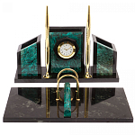 Настольный письменный набор из змеевика с часами Successful Leader варинант исполнения - 1 | Loft Concept в Кирове