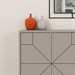 Комод бежево-серый с 4-мя дверцами с геометрическим рисунком на металлических ножках DUNE CONSOLE LIGHT MOCHA варинант исполнения - 4 | Loft Concept в Кирове