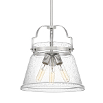 Подвесной светильник с прозрачным стеклянным плафоном в форме колокола с эффектом пузырьков и тремя лампами Quoizel варинант исполнения - 1 | Loft Concept в Кирове