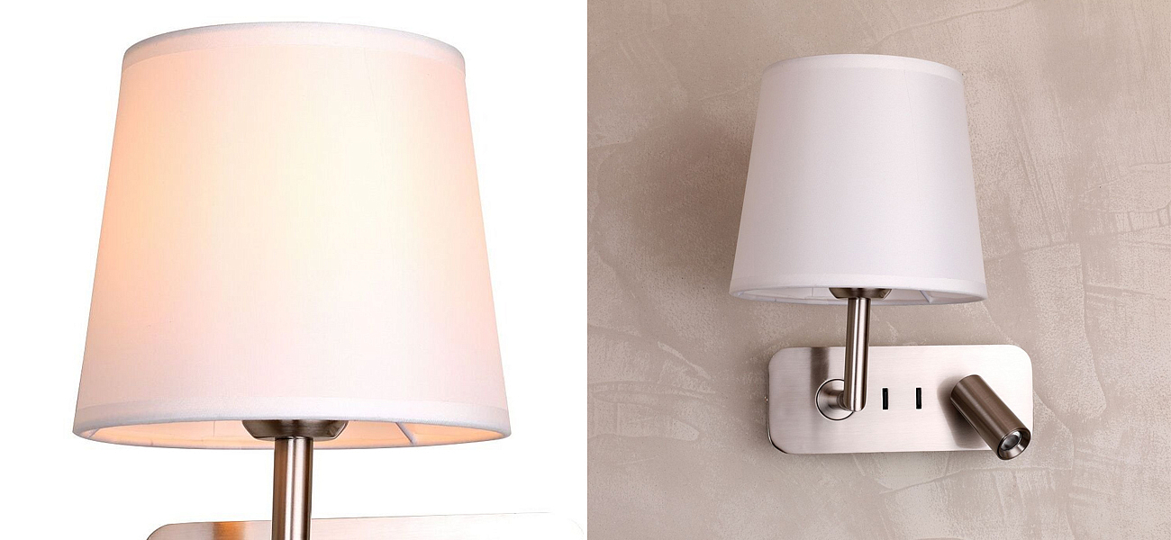 Бра с абажуром Trumpet Lamp Nickel 2 лампы Бра с абажуром Trumpet Lamp Nickel 2 лампы - Loft-Concept в Кирове
