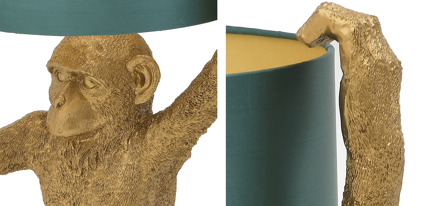 Настольная лампа Gold Monkey Holding Lampshade Настольная лампа Gold Monkey Holding Lampshade - Loft-Concept в Кирове