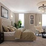 Кровать двуспальная бежевая с основанием из массива дерева с мягким изголовьем Flax Beds варинант исполнения - 4 | Loft Concept в Кирове