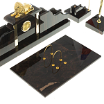 Настольный письменный набор из чёрного обсидиана с декором в виде льва Golden Lion варинант исполнения - 3 | Loft Concept в Кирове