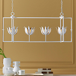 Люстра белая прямоугольная с абажурами в виде цветков тюльпана White Tulips варинант исполнения - 8 | Loft Concept в Кирове