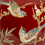 Настольная лампа бордовая с изображением птиц Slip Away варинант исполнения - 6 | Loft Concept в Кирове